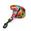 Smycz spacerowa miejska dla Psa Kalejdoskop Psiakrew 2,5 cm, duży czarny karabińczyk 8cm