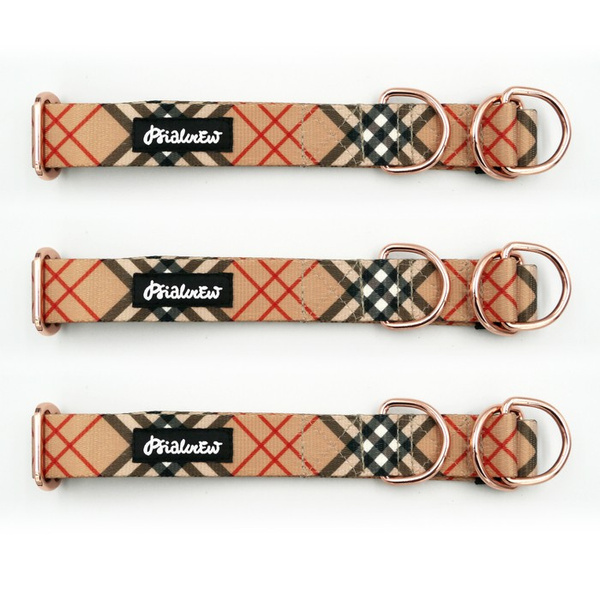 Half-choke collar Dogberry, 3 cm wide, medium and big dogs, pink gold extras