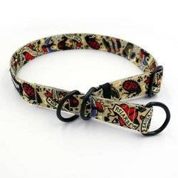 Half-choke collar Dog Tattoo, 2.5 cm wide, medium and big dogs, black extras