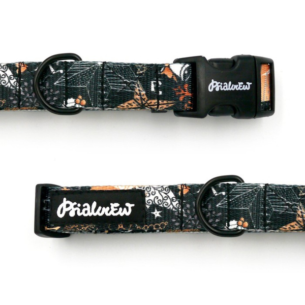 Obroża świąteczna dla Psa Regulowana Deer Calls, wąska 2 cm, czarne okucia