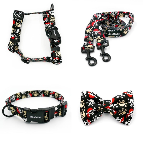 ACCESSORY KIT. Medium dog. Pirates Psiakrew Series; Collar, Harness, Leash, Bow Tie