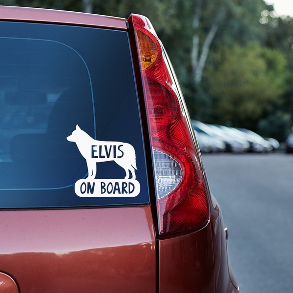 Car sticker with the name of the Siberian Husky Dog On Board Psiakrew
