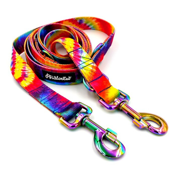 Długa Smycz Dla Psa Przepinana Regulowana Tie Dye 2,5 cm, holo okucia 8 cm, Psiakrew