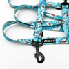 Dog Leash Sharks width 2.5 cm, 1"  wide, black snap hook 8cm