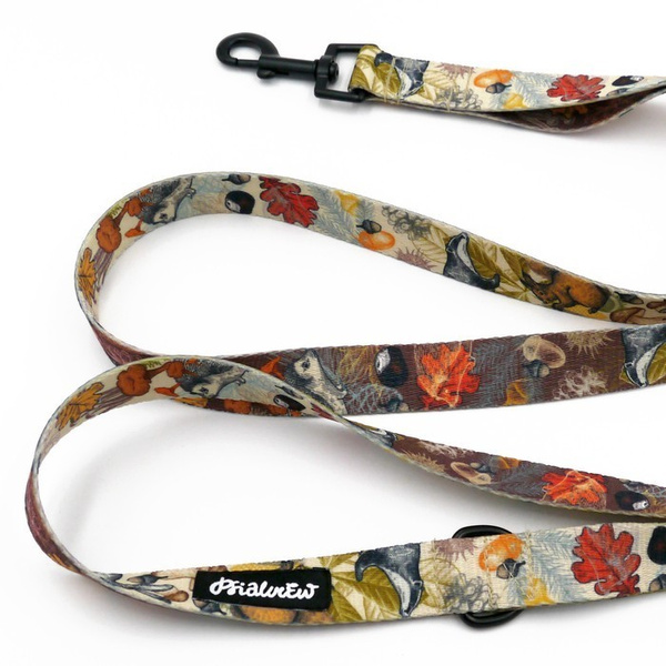 Dog Leash Forest Treasures width 2.5 cm, 1"  wide, black snap hook 6 cm