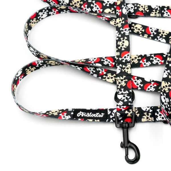 Long Dog Leash Pirates Psiakrew width 2 cm (0.78"), black snap hook 6 cm