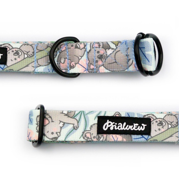 Half-choke collar- Koala Bear, 2.5 cm wide, medium and big dogs, black extras