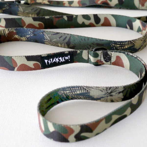 Dog Leash Camo width 2 cm 0.78 ", black snap hook 7 cm