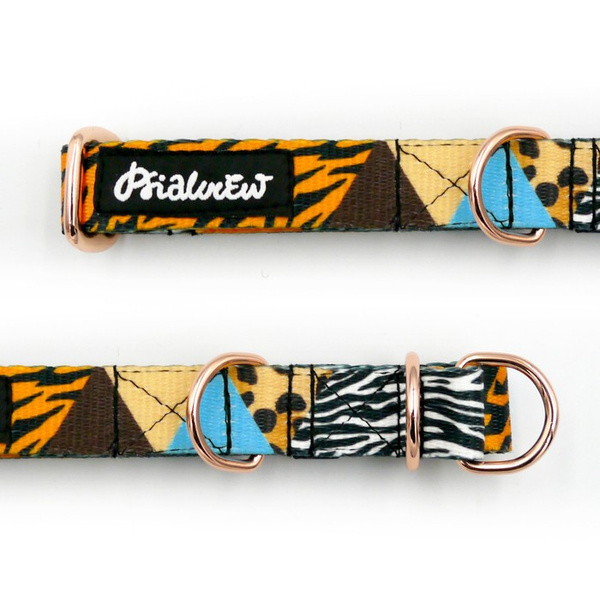Half-choke collar Wild Animals, 2 cm wide, for small dogs, rose gold extras