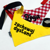 Bandana for Dog ZACHOWAJ DYSTANS Psiakrew, personalized tied handkerchief, yellow bandana scarf