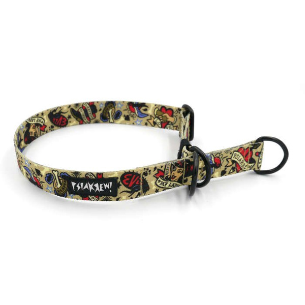 Half-choke collar Dog Tattoo, 2.5 cm wide, medium and big dogs, black extras