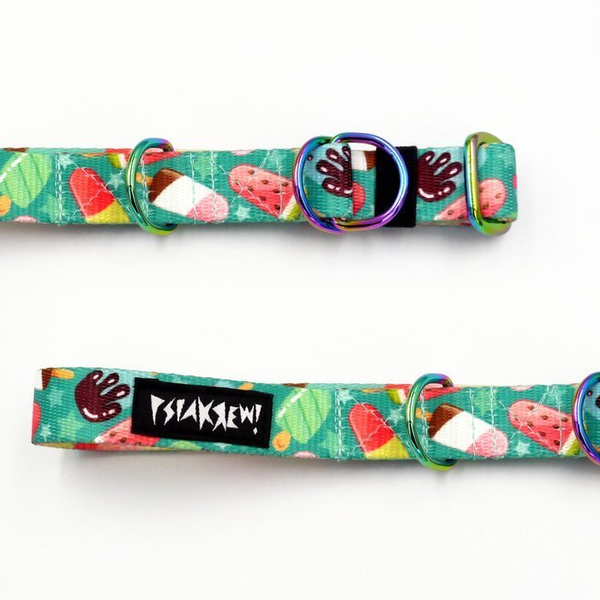 Half-choke collar Ice Ice Baby, 2 cm wide, for small dogs, Holo extras