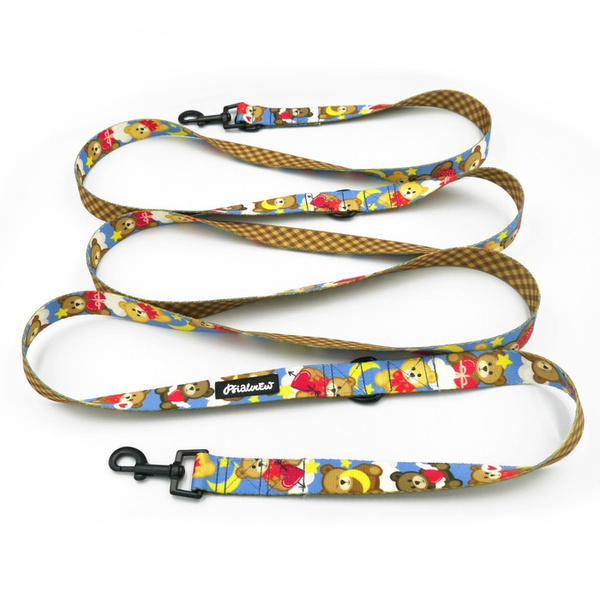 Dog Leash Teddy Bear Psiakrew width 2.5 cm, 1"  wide, snap hook black 6cm