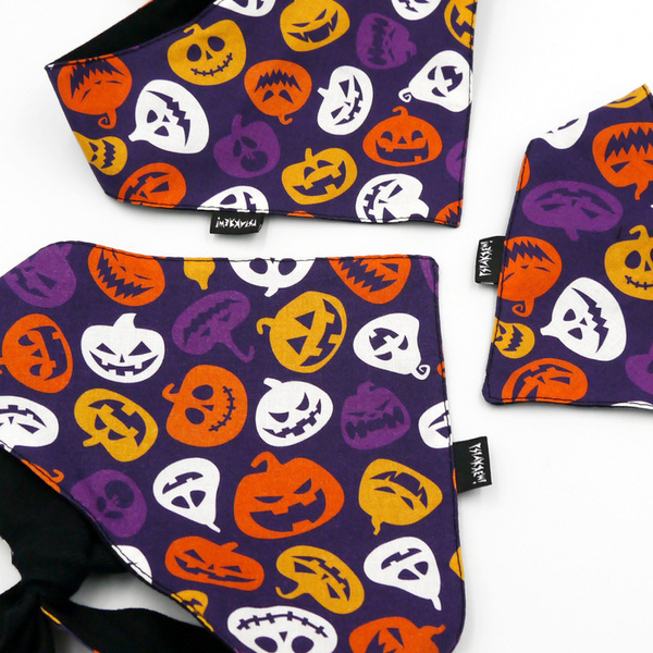Premium Dog Bandana Terrible Pumpkin, Halloween handkerchief style to tie around your pet’s neck