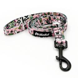 Stadtleine für den Hund Pink Lama, Breite 2 cm, schwarzer Karabiner 7 cm, Psiakrew