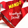 Bandana for Dog Wesołych Świąt Psiakrew, personalized tied handkerchief, red bandana scarf