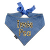 Denim Bandana with the name of the Dog Psiakrew, personalized tied handkerchief Leopard