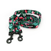 Dog Leash Tropical Monstera width 2.5 cm, 1" wide, snap hook black 6cm