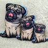 Pug Pillow Decorative Dog Cushion, Beige Mops, Carlin Cuddly Mascot Psiakrew