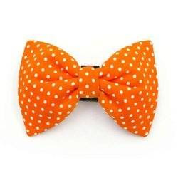 Orange and white polka dot Dog Bow Tie Mandarin, Pet Bow Tie, Bowtie, Collar Attachment