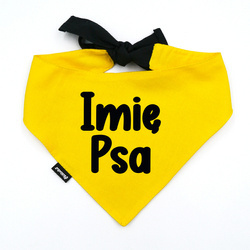 Bandana z imieniem Psa Psiakrew, personalizowana wiązana chusteczka, zółta apaszka