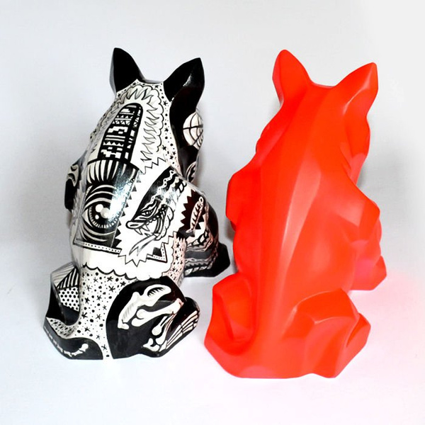 Fluorescent Sculpture Bull Terrier Dog