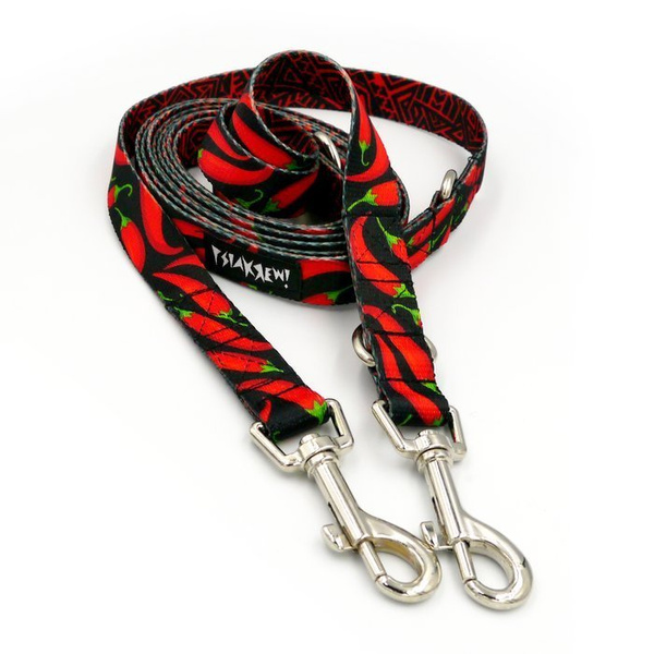 Long Dog Leash Red Hot Chili width 2 cm (0.78")  wide