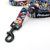 Walking leash for Dog Día de los Muertos Psiakrew, width 2 cm, black snap hook 6 cm