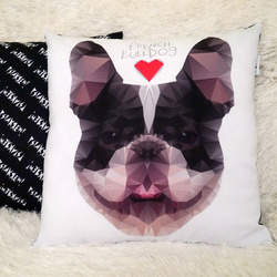 Pillow French Bulldog  Decorative Cushion Geometric Frenchie Grubcio, Psiakrew