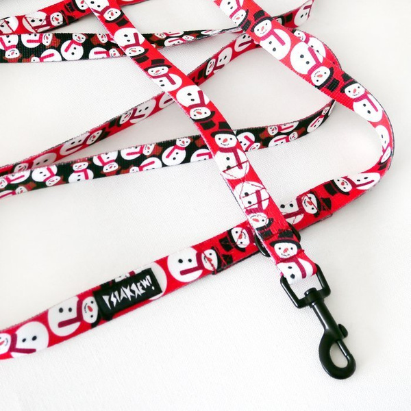 Dog Leash Snowman width 2 cm wide, black small snap hook 6 cm