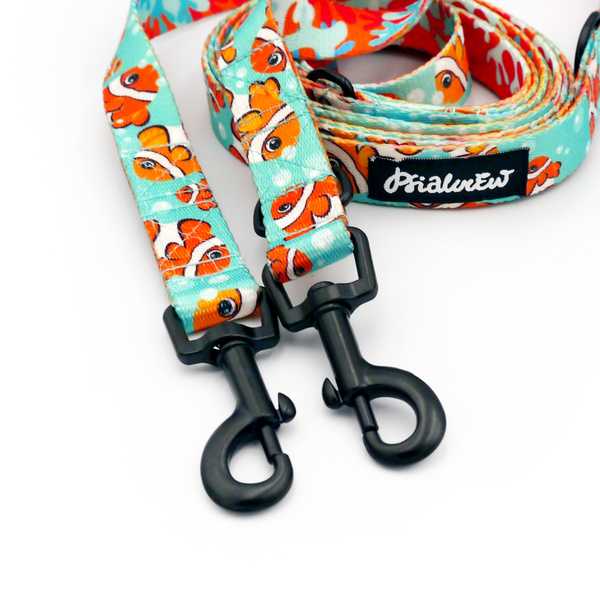 Long Dog Leash Blue Lagoon Psiakrew width 2 cm (0.78"), black snap hook 6 cm