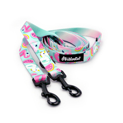 Long Dog Leash Azure Pool Psiakrew width 2 cm (0.78"), black snap hook 6 cm