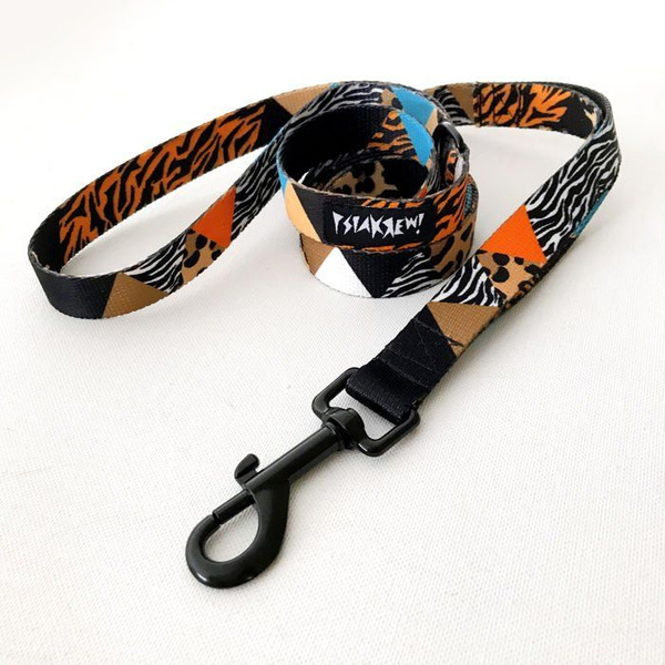 Dog Leash Wild Animals width 2 cm 0.78 ", black snap hook 7 cm