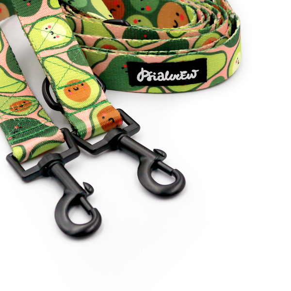 Smycz Dla Psa Przepinana Regulowana Guacamole Time Psiakrew, szerokość 2,5 cm, karabińczyk 6cm czarny