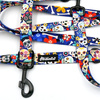 Dog Leash Día de los Muertos width 2.5 cm, 1" wide, snap hook black 8cm