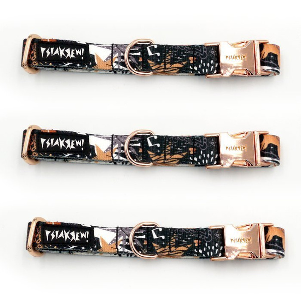 Dog Collar Psiakrew Deer Calls, 2 cm 0.78" wide, for smaller dogs, pink gold clip