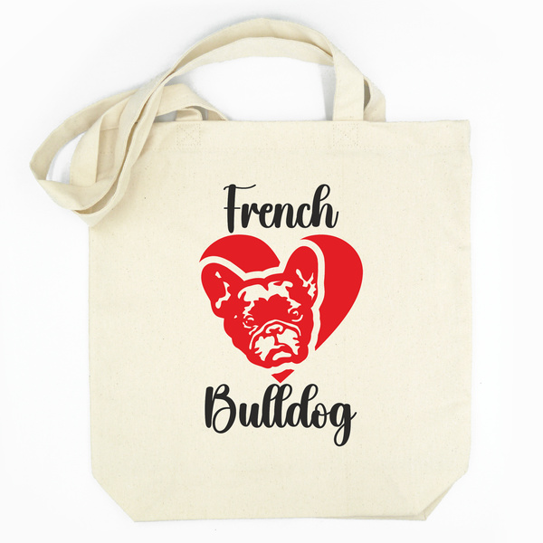 Personalized Cotton Tote Bag Psiakrew French Bulldog Dog + Custom Text