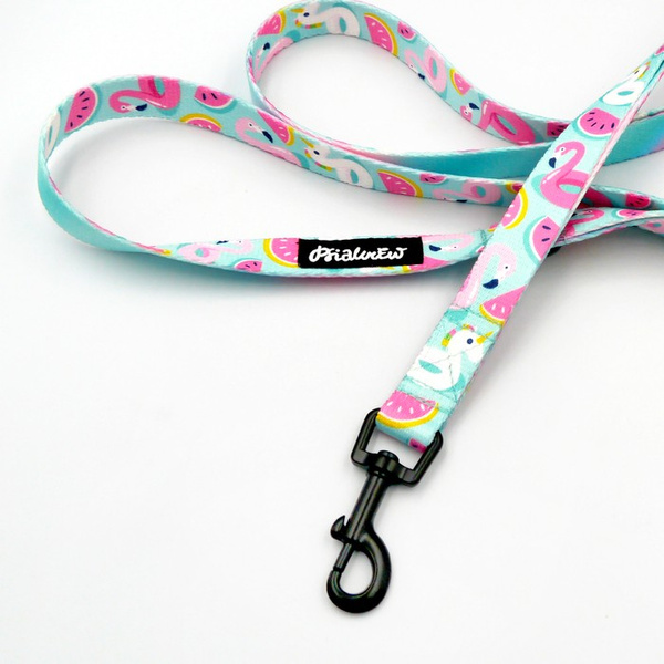 Walking leash for Dog Azure Pool Psiakrew, width 2 cm, black snap hook 6 cm