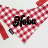 Personalizowana Bandana z imieniem Psa Psiakrew w biało czerwoną kratkę Vichy