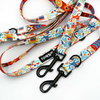 Long Dog Leash Winter Folk width 2 cm (0.78") wide, black snap hook 7 cm