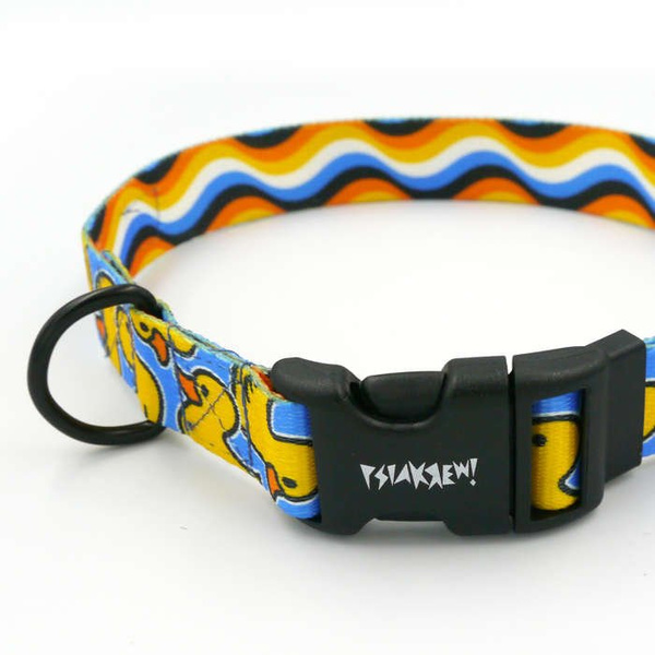 Dog Collar Psiakrew Ducky Duck 2.5 cm, 1" wide, black extras