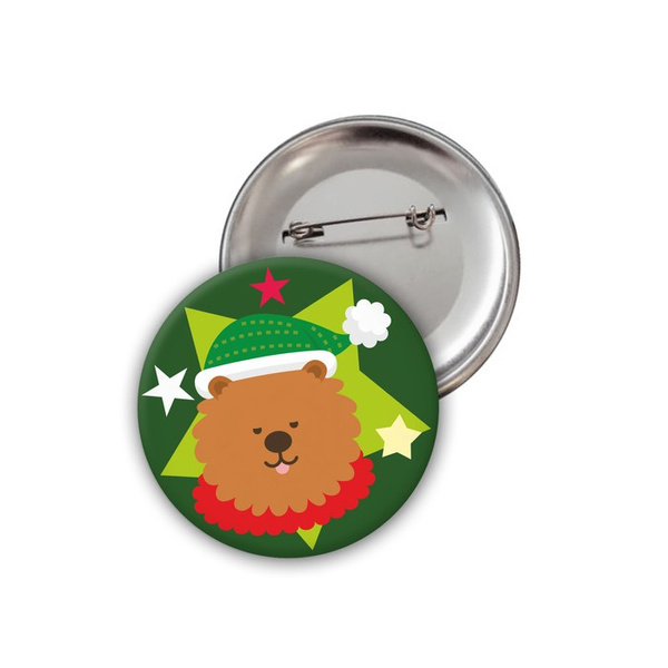 Dog Chow Chow Christmas Badge Psiakrew Button Badzyk 25mm