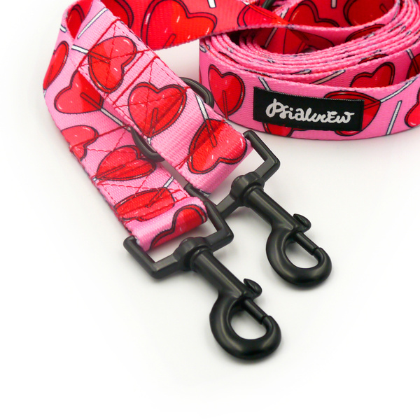 Hundeleine Lollipops Psiakrew, Breite 2,5 cm, Karabiner 6 cm schwarz