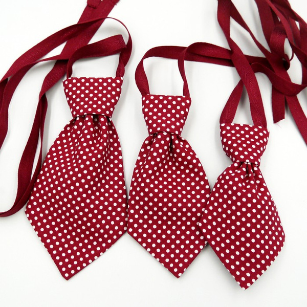 Christmas tie for a dog, burgundy with polka dots Psiakrew