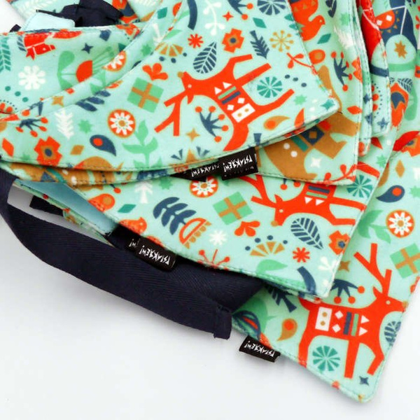 Christmas Dog Bandana Winter Folk Dog handkerchief style to tie around your pet’s neck blue