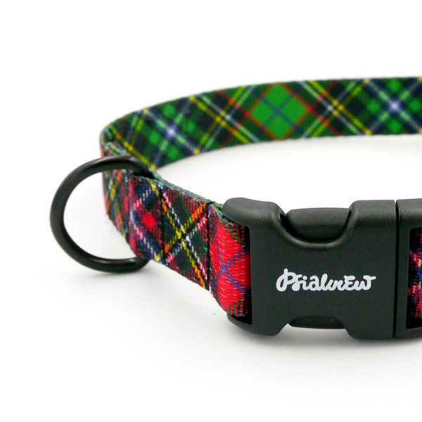 Dog Collar Tartan Psiakrew 2.5 cm wide, black extras