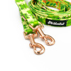Long Dog Leash Green Frogs Psiakrew width 2 cm (0.78") wide, rose gold snap hook 6 cm