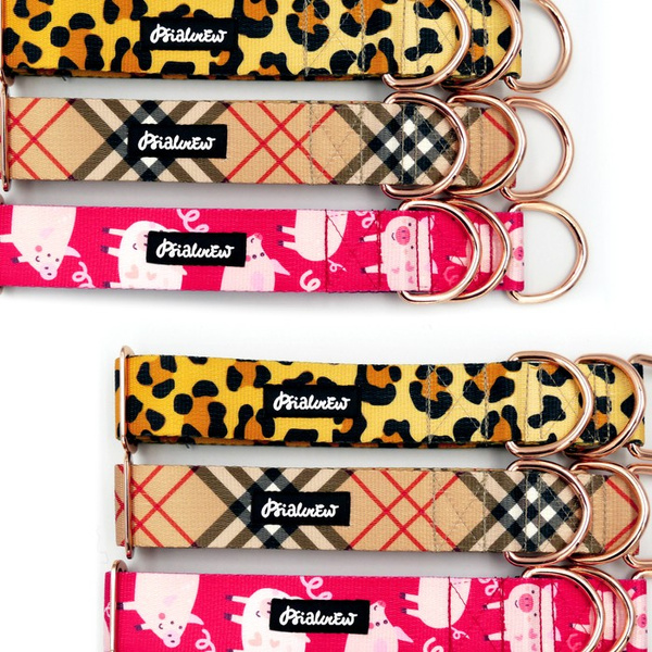 Dogberry Half-Clamp-Halsband, 4 cm breit, für mittlere und größere Hunde, goldene Beschläge