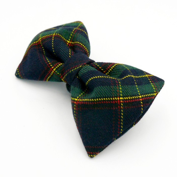 Christmas bow tie bow tie ornament for dog green and navy blue check