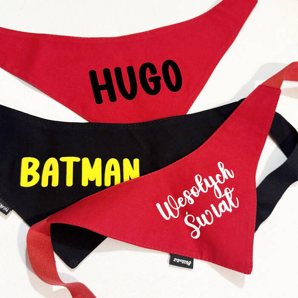 Bandana with the name of the Dog Psiakrew, personalized tied handkerchief, red bandana scarf